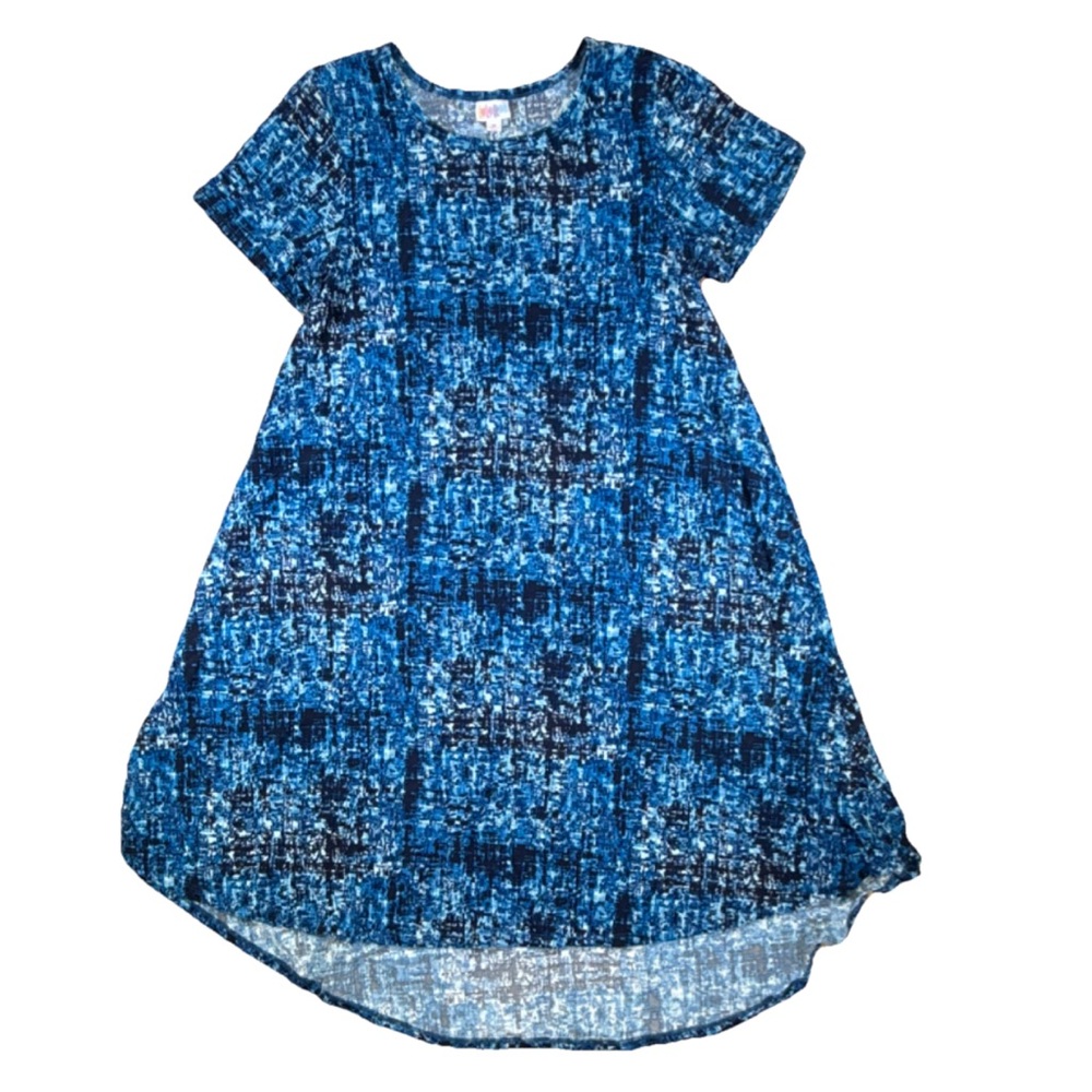 Blue Patterned Short Sleeve Swing Dress
